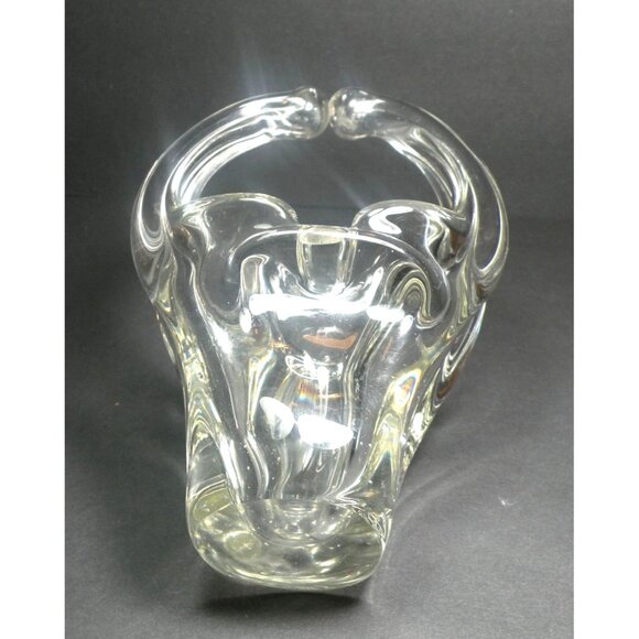 Vintage Murano Hand Blown Clear Glass Abstract Art Basket/Candy Dish - Picture 6 of 12